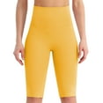 thumbnail image 1 of Cropped Leggings for Women Tummy Control High Waisted Yoga Shorts Knee Length Workout Gym Running Athletic Fitness Tights Yellow 0810*yoga pants XL, 1 of 5