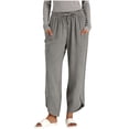 thumbnail image 1 of Cropped Linen Pants Women Asymmetric Curved Leg Trouser Elastic High Waist Wide Leg Pants Summer Loose Capris with Pockets, 1 of 6