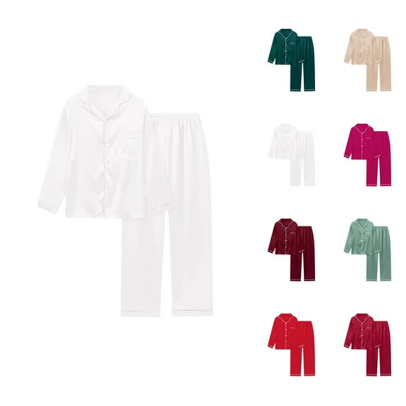 Cropped Lounge Tops – Bamboo Pajamas for Women Set & Lounge Sets Women's Satin Solid Long Sleeve Pajama Set Comfort Loungewear