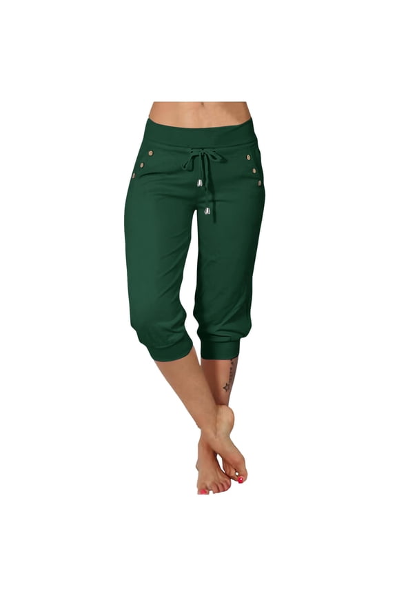 Womens Trousers Cropped Pants For Women Casual Tight Fitting Ed Pocket Sport And Casual High Waist Long Shorts For Women