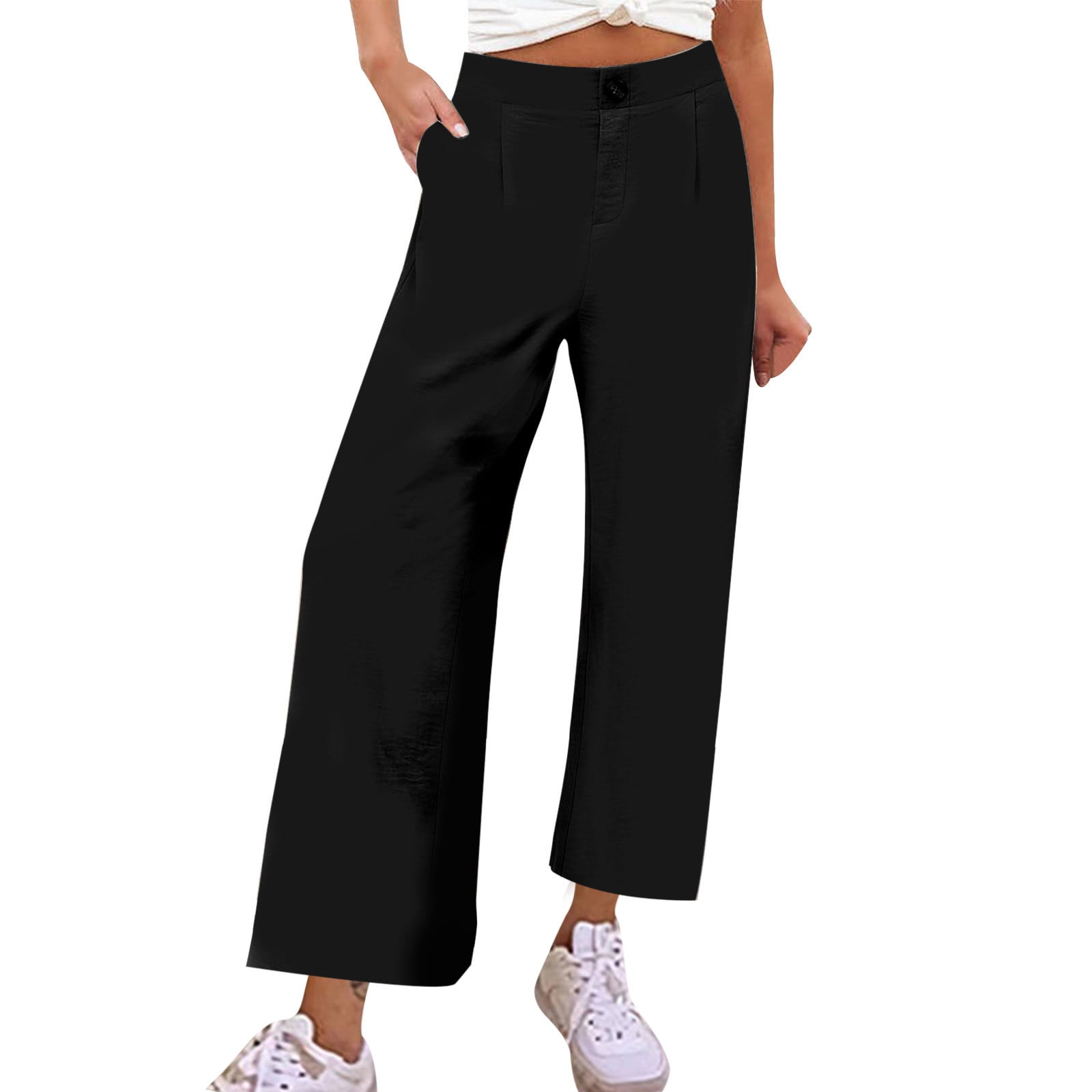 パンツ Pleated Cropped Pants Cropped-Pants-for-Women-Casual