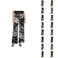 thumbnail image 1 of Cropped Pants for Women Spring Summer Lightweight Floral Print Elastic High Waist Wide Straight Leg Stretchy Boho Pants, 1 of 9