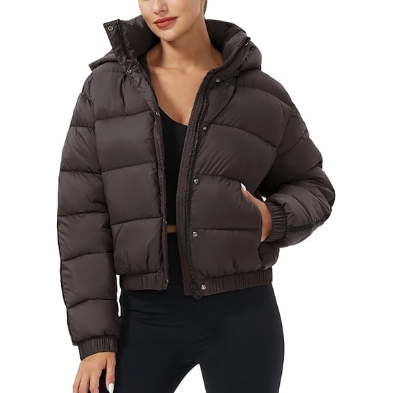 Cropped Puffer Jacket Women Pioneer Camp Waterproof Hood Short