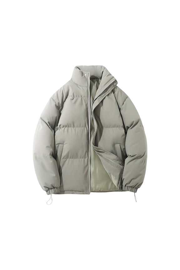 Cropped Puffer Jacket Women, Stand-Collar Bubble Coat, Winter Warmth Army Green 4Xl , Coat