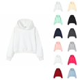 thumbnail image 1 of Cropped Pullover Hoodies for Women Fall Winter Long Sleeve Drop Shoulder Plain Hooded Sweatshirt Crop Tops, 1 of 3