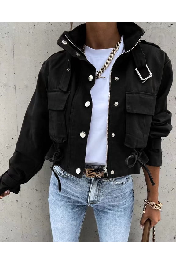 Cropped Retro Style Jacket (L, Black)
