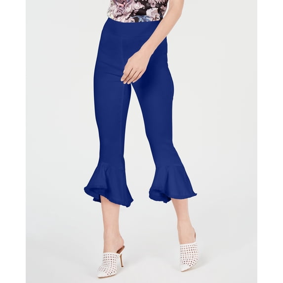 Cropped Ruffle Hem Pants Bright Blue 8