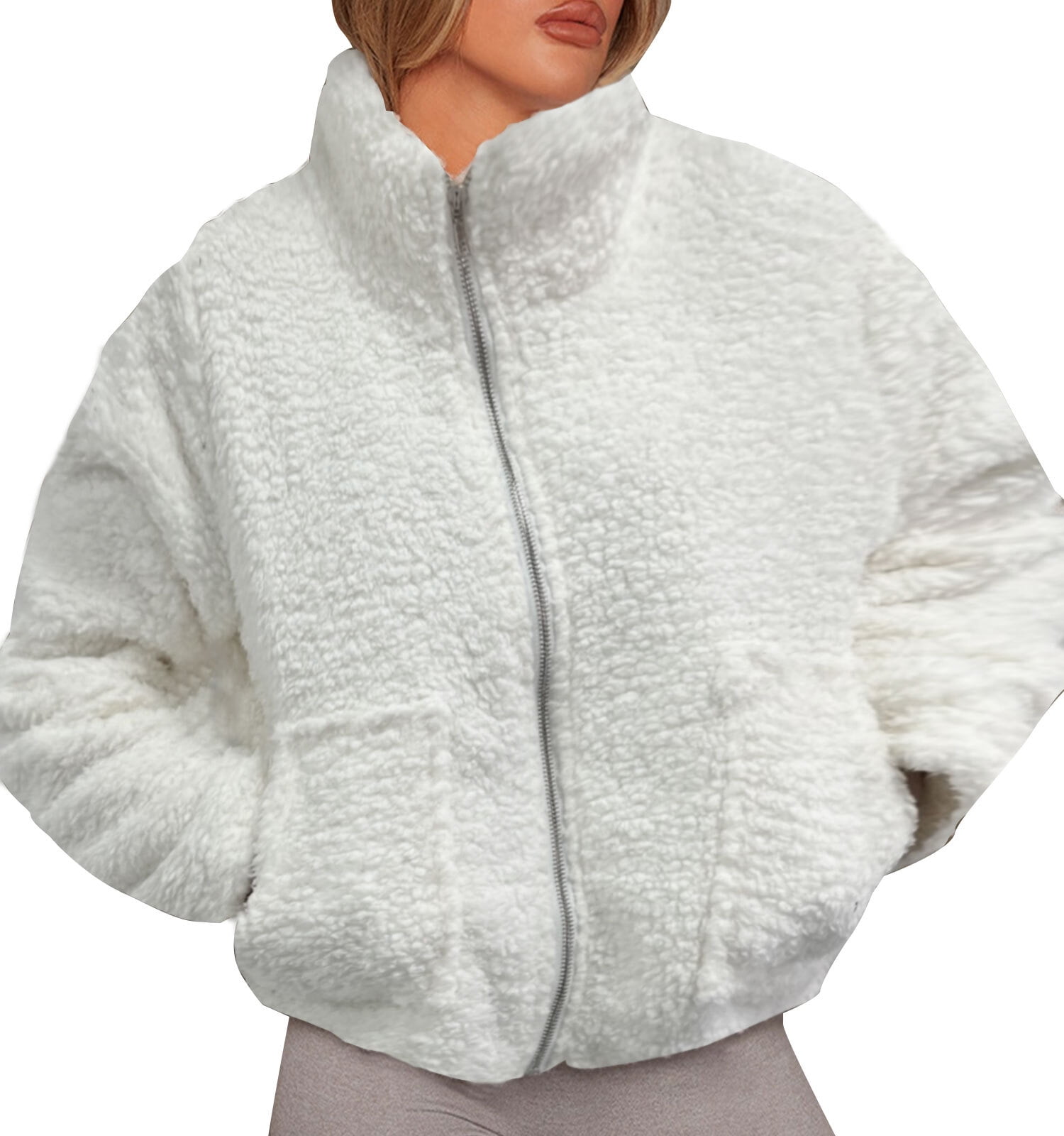 VOGSTART Men's Sherpa Fleece Jacket – Zip-Up Hoodie With Pockets, Cozy Winter Pullover