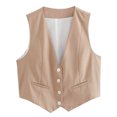 thumbnail image 1 of Cropped Suit Vest for Women Button Up Business Casual Dressy Waistcoat Vest Tops, 1 of 5