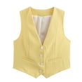 thumbnail image 1 of Cropped Suit Vest for Women Button Up Business Casual Dressy Waistcoat Vest Tops, 1 of 5