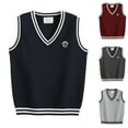 thumbnail image 1 of Cropped Sweater Oversized Cotton Boys Girls Sweater Vest Cable Knit Toddler Kid Uniform Vest Boy Clothes Pullover Knitted Top 4-12Years, 1 of 9