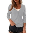 thumbnail image 1 of Cropped Sweaters Women's V Neck Cardigan Sweater Plus Jacket Solid Color Knitted Oversized For Women Gray, 1 of 4