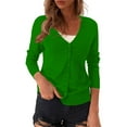 thumbnail image 1 of Cropped Sweaters Women's V Neck Cardigan Sweater Plus Jacket Solid Color Knitted Oversized For Women Green, 1 of 4
