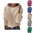 thumbnail image 1 of Cropped Sweaters for Women Long Sleeve Crewneck Loose Casual Ribbed Knit Pullover Sweater Lightweight Fall Tops, 1 of 4