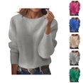 thumbnail image 1 of Cropped Sweaters for Women Long Sleeve Crewneck Loose Casual Ribbed Knit Pullover Sweater Lightweight Fall Tops, 1 of 2