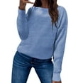 thumbnail image 1 of Cropped Sweaters for Women Long Sleeve Sweaters Sweater Solid Print Blue Xxl, 1 of 9