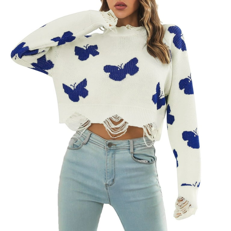 Cropped hot sale ripped sweater