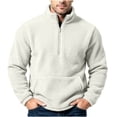 thumbnail image 1 of Cropped Sweatshirt Men 1/4 Zip Up Stand Collar Long Sleeve Fleece Warm Thermal Fall Pullover, 1 of 8