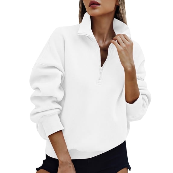 Cropped Sweatshirt for Women Workout Tops Soft Quarter Zip pullover Pullover Long Sleeve Stand Collar Sweatshirts