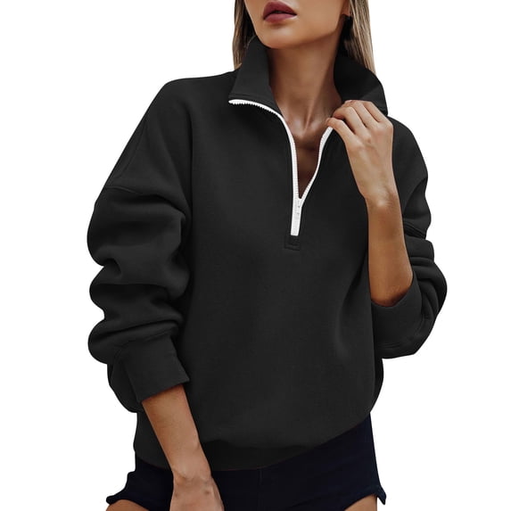 Cropped Sweatshirt for Women Workout Tops Soft Quarter Zip pullover Pullover Long Sleeve Stand Collar Sweatshirts