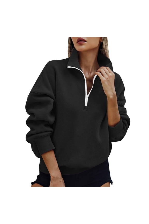 Cropped Sweatshirt for Women Workout Tops Soft Quarter Zip pullover Pullover Long Sleeve Stand Collar Sweatshirts