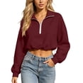 thumbnail image 1 of Cropped Sweatshirts for Women 1/4 Half Zip Pullover Oversized Crewneck Sweaters Long Sleeve Tops Fall Winter Clothes 2026, 1 of 6