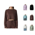 thumbnail image 1 of Cropped Sweatshirts for Women 2025 Fall Winter Long Sleeve Crewneck Loose Plain Pilates Sweatshirt Pullover Tops, 1 of 5