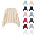 thumbnail image 1 of Cropped Sweatshirts for Women 2025 Long Sleeve Crewneck Plain Basic Sweatshirt Pullover Tops Fall Winter Outfits, 1 of 3