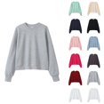 thumbnail image 1 of Cropped Sweatshirts for Women 2025 Long Sleeve Crewneck Plain Basic Sweatshirt Pullover Tops Fall Winter Outfits, 1 of 3