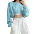 thumbnail image 1 of Cropped Sweatshirts for Women Casual Solid Long Sleeve Loose Crewneck Fall Clothes Tops Pullover Sky Blue L, 1 of 9