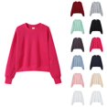 thumbnail image 1 of Cropped Sweatshirts for Women Long Sleeve Crewneck Casual Plain Pullover Sweatshirts Fall Winter Clothes, 1 of 3