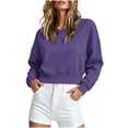 thumbnail image 1 of Cropped Sweatshirts for Women Oversized Crewneck Sweaters College Teen Preppy Y2K Long Sleeve Pullover Tops Fall Winter Clothes 2026, 1 of 6