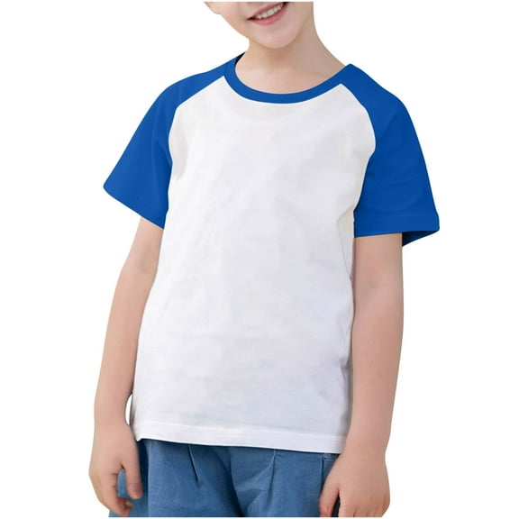 Cropped T Shirts for Girl, New Toddler Kids Boys Girls Raglan T-Shirt Cute Round Neck Short Sleeve Tee Tops Blue 9Y