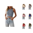 thumbnail image 1 of Cropped Tank Top for Women 2025 Summer Sleeveless Crewneck Slim Fit Tight Stretchy Plain Vest Tank Tops, 1 of 6
