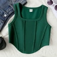 thumbnail image 1 of Cropped Tank Tops for Girls Size 8-14 2025 Sleeveless Shirts Teens Kids Trendy Solid Square-Neck Pullover Athletic Workout Cami Top, 1 of 5