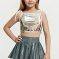 thumbnail image 1 of Cropped Tank Tops for Teens Spaghetti Strap Cami Top Size 4-14 Girls Trendy Solid Color Sparkly Shiny Dance Performance Vests Shirts, 1 of 4
