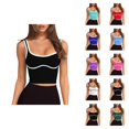 thumbnail image 1 of Cropped Tank Tops for Women High Impact Push Up Racerback Sleeveless Contrast Binding Workout Yoga Gym Tanks, 1 of 7
