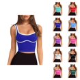 thumbnail image 1 of Cropped Tank Tops for Women High Impact Push Up Racerback Sleeveless Contrast Binding Workout Yoga Gym Tanks, 1 of 7