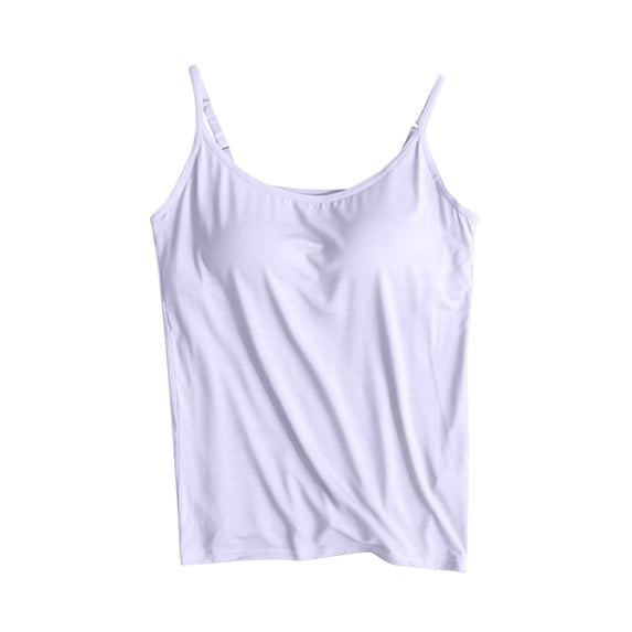 Cropped Tank Tops for Women Spaghetti Strap Crop Top Basic Sports Cami for Teen Girls Workout Yoga Tank With Chest Pad
