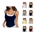 thumbnail image 1 of Cropped Tank Tops for Women Summer Layered Look Spaghetti Strap Slim Fitted Padded Camisole Y2k Going out Tops, 1 of 8
