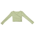 thumbnail image 1 of Cropped Tops for Big Girls Long Sleeve V Neck T Shirts Size 7-18 Teens Juniors Trendy Solid Color Stretchy Slim Pullover Ballet Dance Blouses Top, 1 of 3