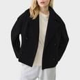 thumbnail image 1 of Cropped Trench Coat Womens Short Cropped Wool Blend Double Breasted Notched Stand Collar Pea Overcoat, 1 of 4
