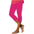 thumbnail image 1 of Cropped Trousers for Women Ladies Capri Leggings Summer Pants Short Crop Stretch 3/4 Length Three Quarter Pedal Pusher Clothes Elasticated Bengaline Cut Off Hot Pink XL, 1 of 7