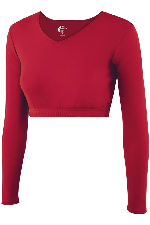 Cropped V-Neck Cheer Bodysuit - Red XX-Large