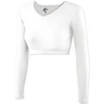 thumbnail image 1 of Cropped V-Neck Cheer Bodysuit - White Yth X-Small, 1 of 2