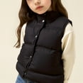 thumbnail image 1 of Cropped Vests for Girl Winter Warm Fashion Sleeveless Puffer Jacket Casual Button Quilted Outerwear New Fall Jackets for Girls Black 5-6 Years, 1 of 5