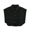 thumbnail image 1 of Cropped Waistcoat for Women Button Down Denim Vest Elegant Jacket Y2K Jeans Jacket Collared Loose Sleeveless Tops Casual Country Trendy Black M, 1 of 6
