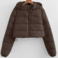 thumbnail image 1 of Cropped Winter Coats for Juniors Y2K Puffer Jacket Full Zip Up Warm Down Jacket with Hood, 1 of 7