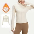 thumbnail image 1 of Cropped Workout Jackets for Women Fleece Lined Long Sleeve Zipper High Stretch Coat White 2XL, 1 of 4