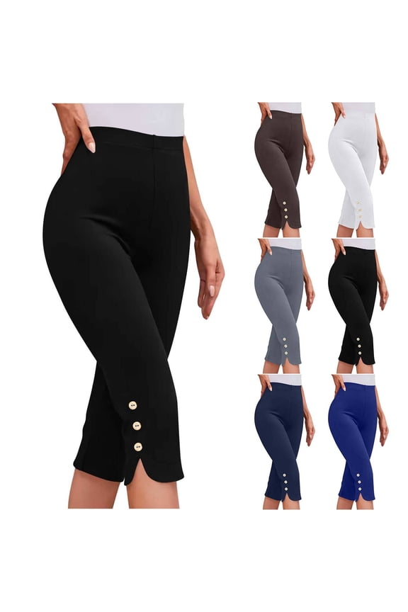 Cropped Yoga Pants Womens Plus Size Capri Flare Leggings Lightweight Summer Workout Pants for Summer Black S